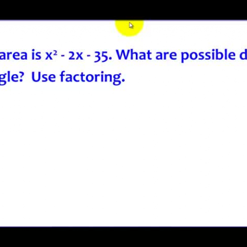 8-5 Example 3 A Word Problem using Factoring