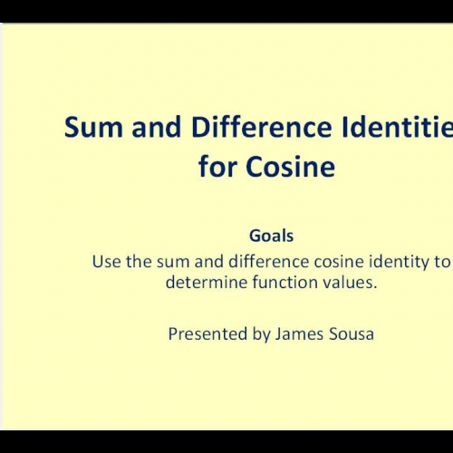 Sum and Difference Identities for Cosine