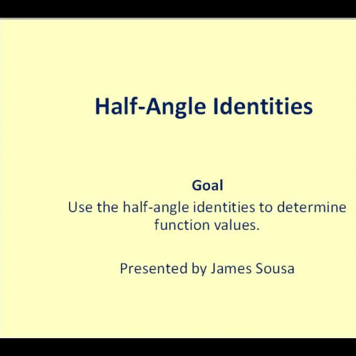 Half Angle Identities