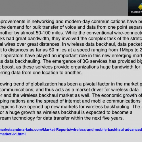 Global Wireless and Mobile Backhaul Equipment