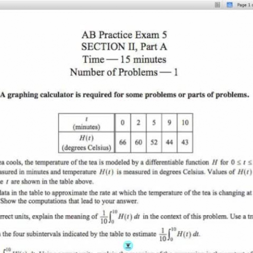 Calculus AB Practice Exam 5 FR 1