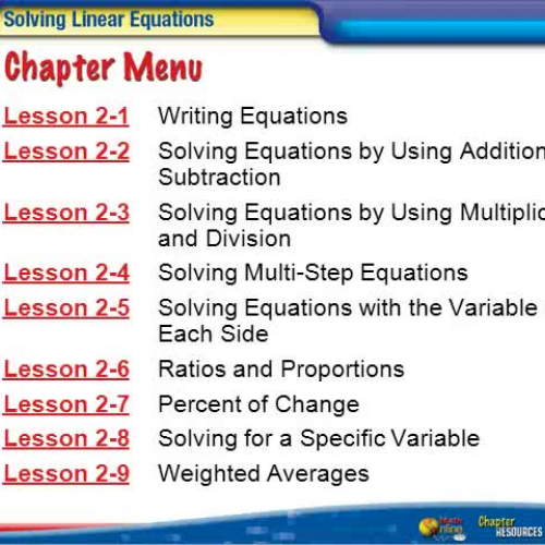 2-5 Solving Equations with the Variable on Ea