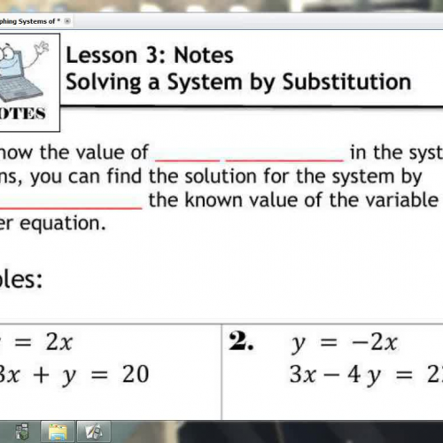 Lesson 3 - Solving a System by Substitution