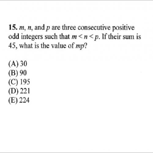 Consecutive odd integers HSPE, SAT, ACT