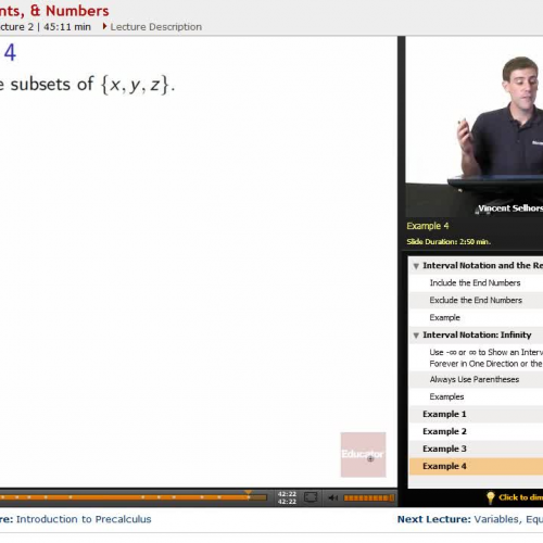 Precalculus: Sets, Elements, Numbers | Educat