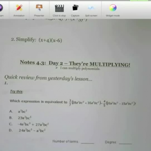 PAP 4-3 Day 2 Multiplying Polynomials
