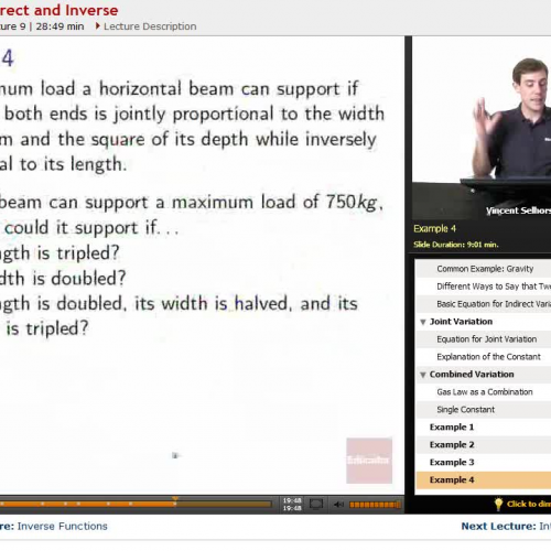 Precalculus: Variation Direct and Inverse | E