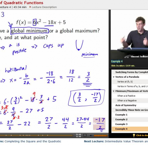 Precalculus: Properties of Quadratic Function