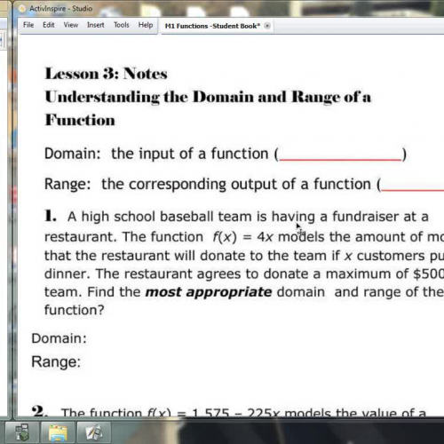 Lesson 3- Understanding Domain and Range of a