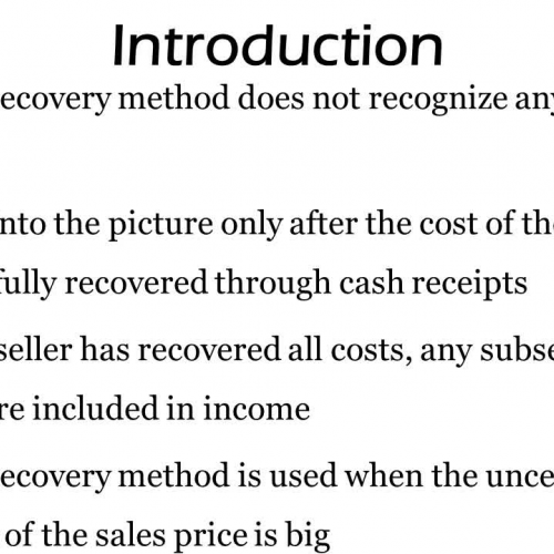 Cost Recoverability Method of Revenue Recogni