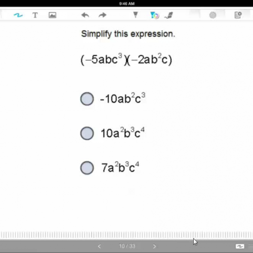 Multiplying monomials, simplifying exponents 