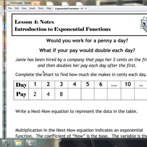 Lesson 4 - Introduction to Exponential Functi