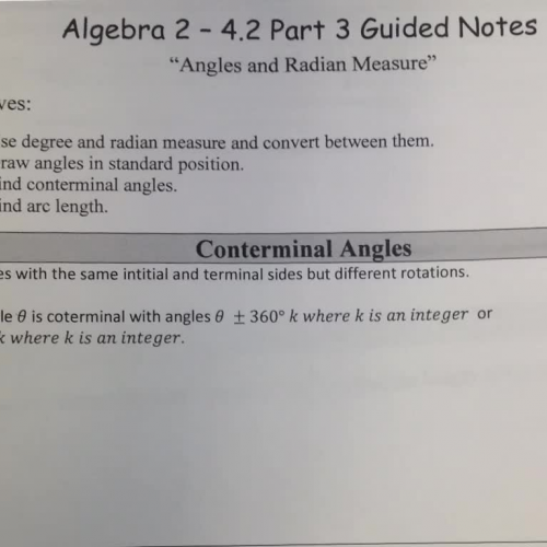 4.2 Part 3 Angles and Radian Measure