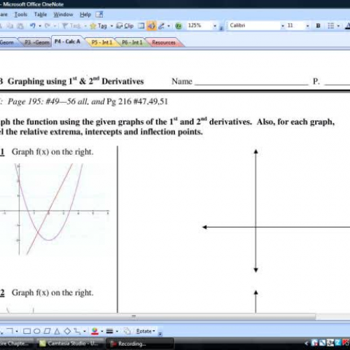 Graphing 1st and 2nd Derivatives - video