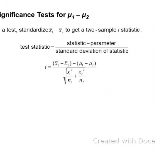 Hypothesis Testing for difference of means