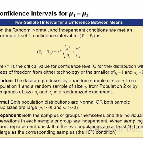 Confidence intervals for difference in means