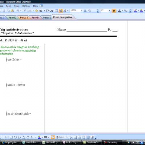 L4 B ? Trig Antiderivatives  - U-Sub Required