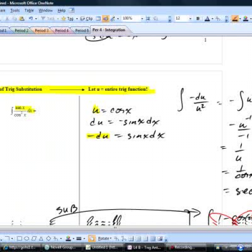 L4 B ? Trig Antiderivatives  - U-Sub Required