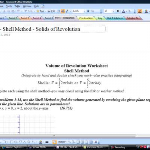 L18 Hw - Shell Method - Solids of Revolution 