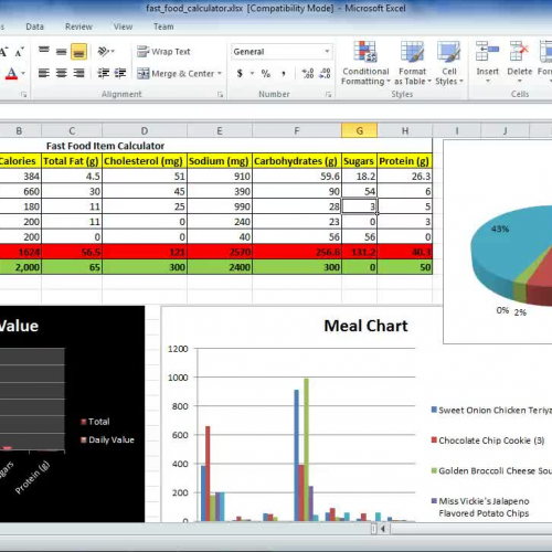 Excel - Food Assignment - Video 1