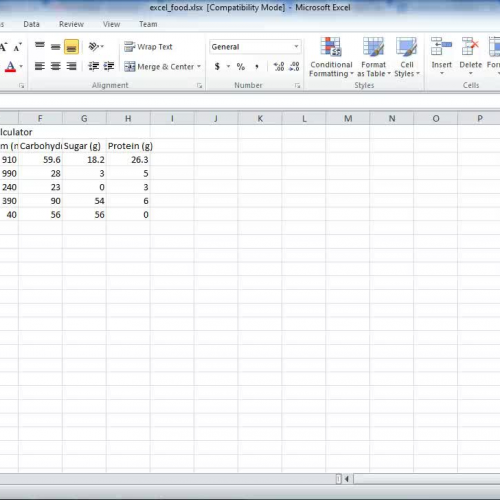 Excel - Food Assignment - Video 3