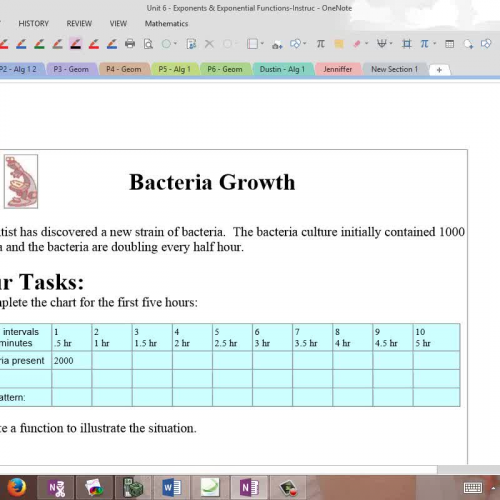 Hw 3 - Bacteria Growth - Exponential Function