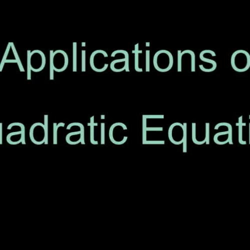 Applications of Quadratic Equations 1