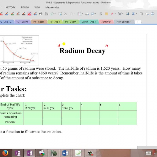 Hw 4 - Radium Decay - Exponential Functions -