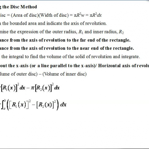 AP Calculus Notes Volume Using the Disc Metho