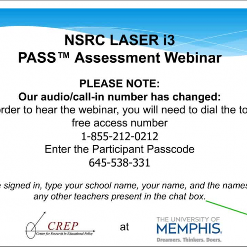 NSRC LASER i3 PASS Administration Webinar 201