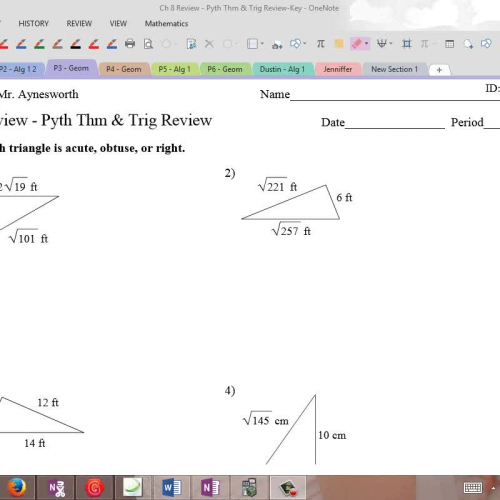 Ch 8 Review - Pyth Thm &amp; Trig Review-Vide