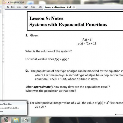 Lesson 8 - Systems with Exponential Functions