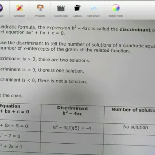 PAP 5-3 Day 5 Discriminant of quadratics