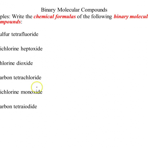 examples - writing formulas binary molecular 