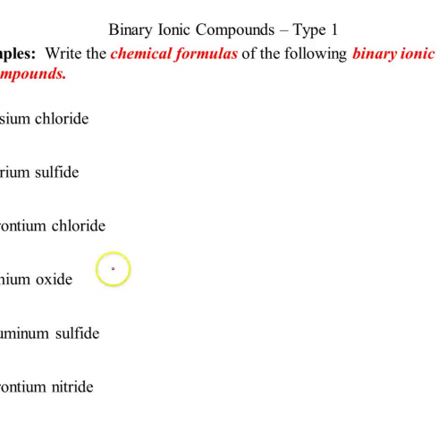 examples - writing formulas of binary ionic -