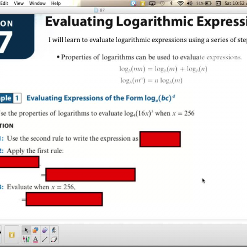 A2 Lesson 87 - Evaluating Logarithmic Express