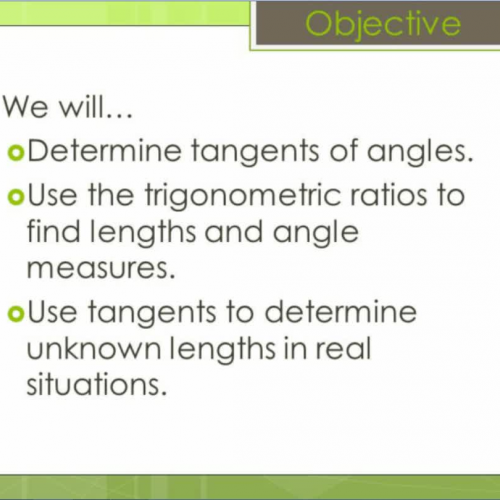 Geometry8 Lesson 13.5 The Tangent of an Angle