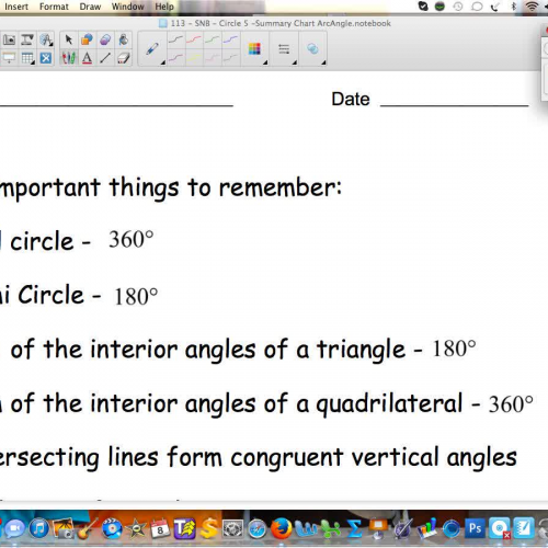 Circles 5 - Summary Chart Arcs Angles 