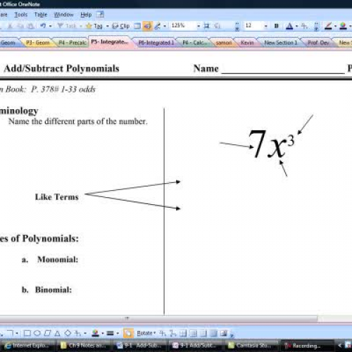 7-1   Add-Subtract Polynomials - Video