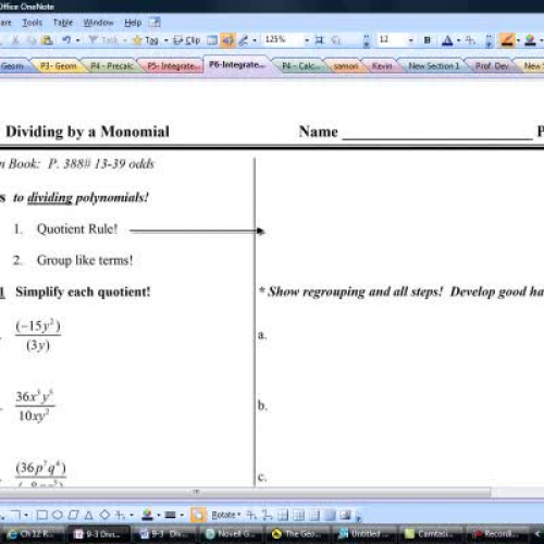 7-3 Dividinig by a Monomial - Video