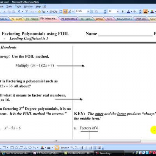 7-8 Factoring Polynomials using FOIL - Lead C