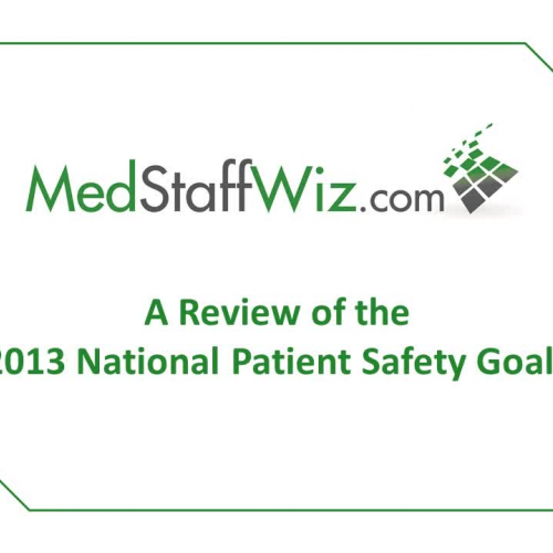 Review of the 2013 National Patient Safety Go
