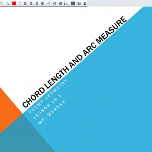 Geometry8 Lesson14.1 Chord Length and Arc Mea