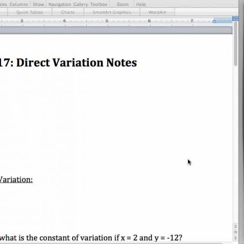 Day 17 Direct Variation Notes