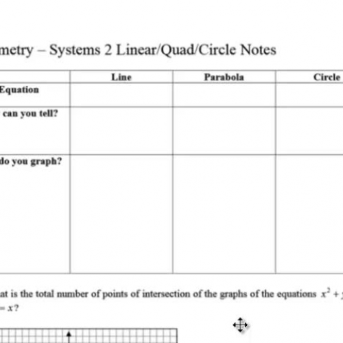 Systems 2 - Linear,Quad,Circles