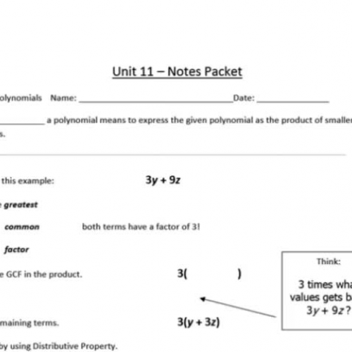 Unit 11.1 - Factoring Review
