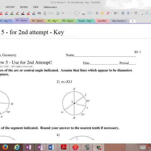 Ch 12 Review 5 - Application to Circle Theore