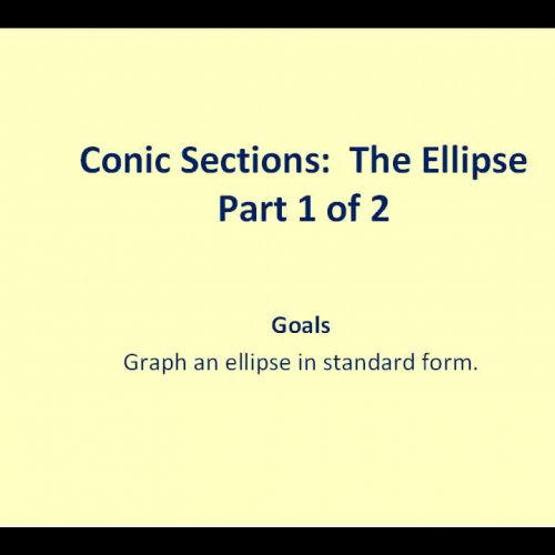 Conic Sections_ The Ellipse part 1 of 2