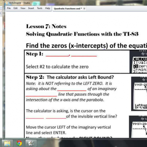 Lesson 7 - Solving Quadratic Functions with a