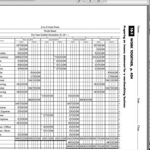 Accounting chapter 16 lesson 1 work together